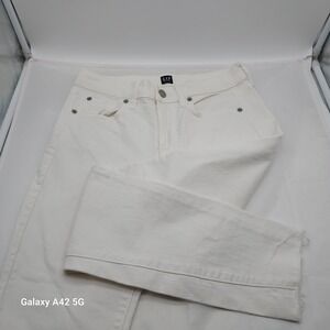 Gap Denim True Skinny Ankle Jeans White Raw Hem Stretch 440754-00 Womens 28